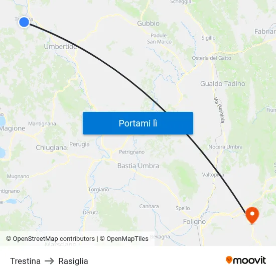 Trestina to Rasiglia map