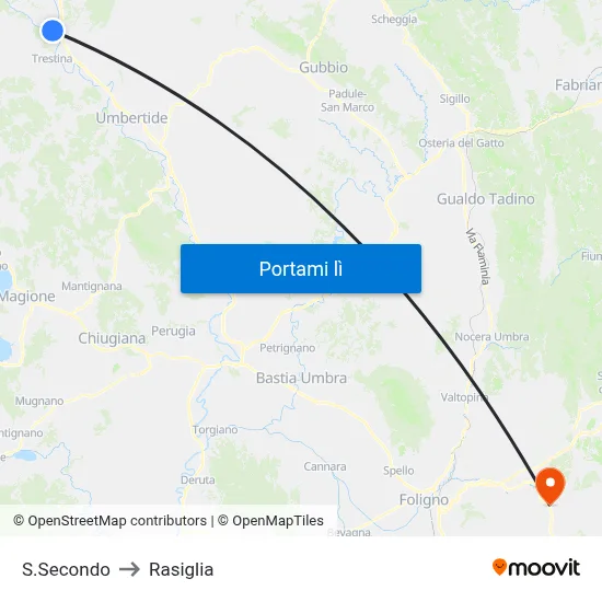S.Secondo to Rasiglia map