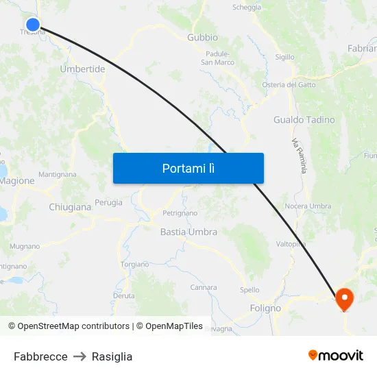 Fabbrecce to Rasiglia map