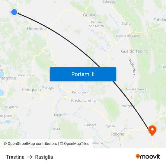 Trestina to Rasiglia map