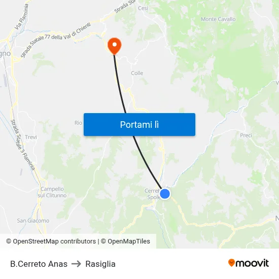 B.Cerreto Anas to Rasiglia map