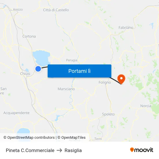 Pineta C.Commerciale to Rasiglia map