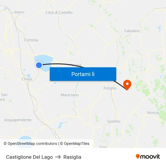 Castiglione Del Lago to Rasiglia map