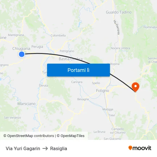 Via Yuri Gagarin to Rasiglia map