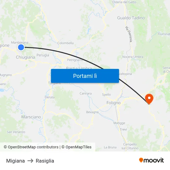Migiana to Rasiglia map