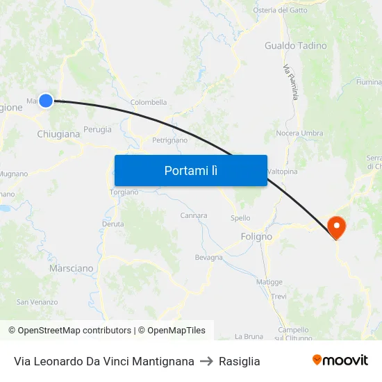 Via Leonardo Da Vinci Mantignana to Rasiglia map