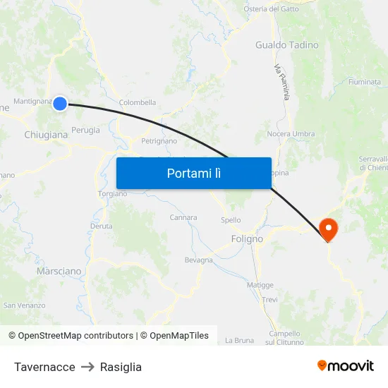 Tavernacce to Rasiglia map