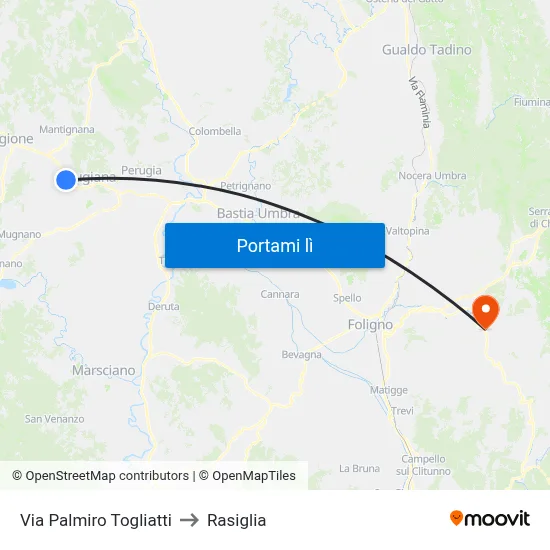 Via Palmiro Togliatti to Rasiglia map