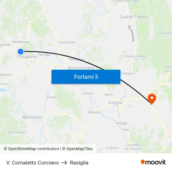 V. Cornaletto Corciano to Rasiglia map