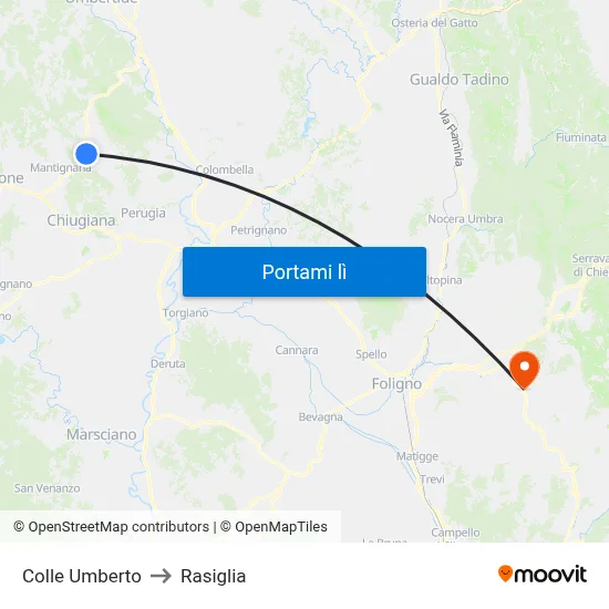 Colle Umberto to Rasiglia map