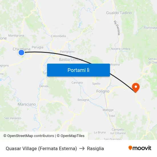 Quasar Village (Fermata Esterna) to Rasiglia map