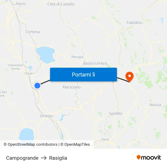 Campogrande to Rasiglia map