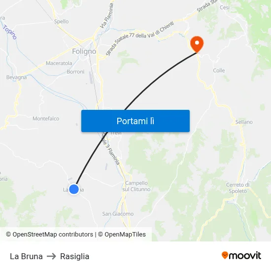 La Bruna to Rasiglia map