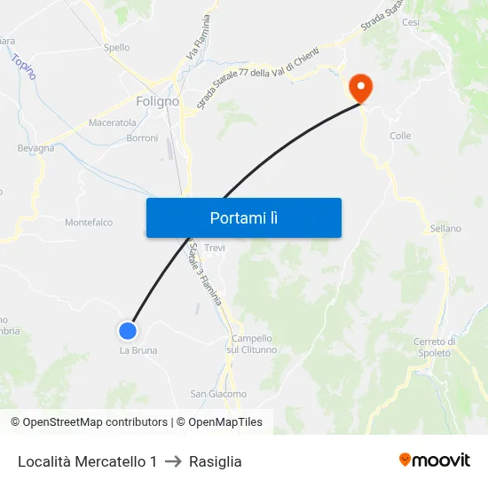 Località Mercatello 1 to Rasiglia map