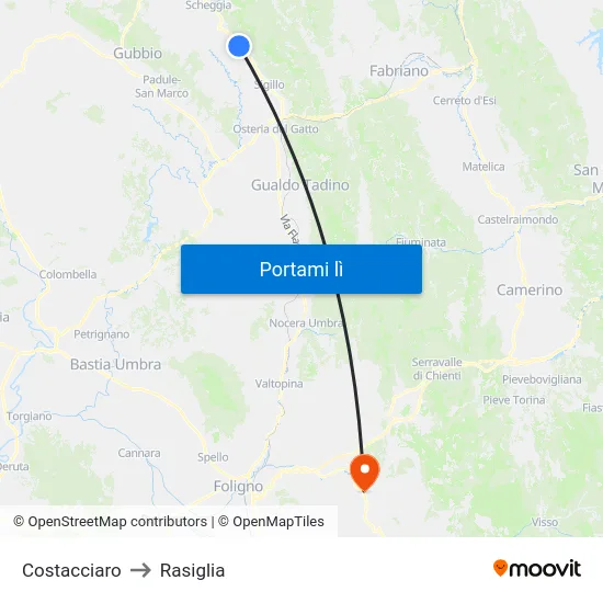 Costacciaro to Rasiglia map