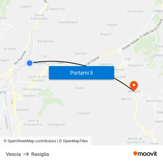 Vescia to Rasiglia map