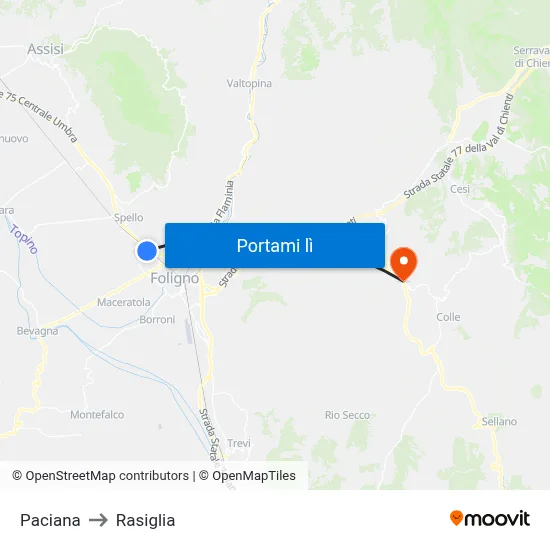 Paciana to Rasiglia map