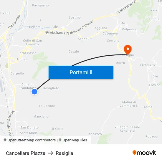 Cancellara Piazza to Rasiglia map