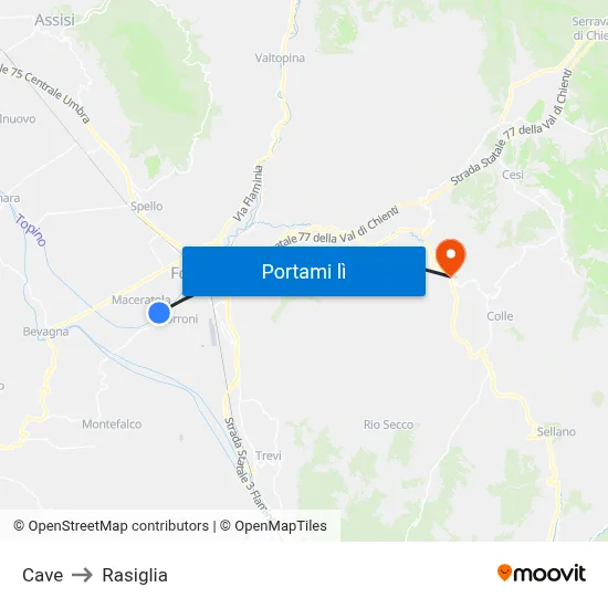 Cave to Rasiglia map