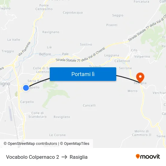 Vocabolo Colpernaco 2 to Rasiglia map