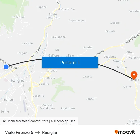 Viale Firenze 6 to Rasiglia map