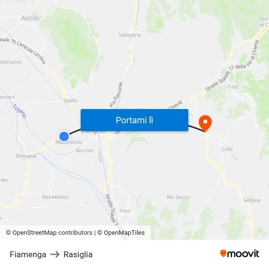 Fiamenga to Rasiglia map