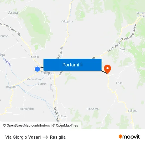 Via Giorgio Vasari to Rasiglia map