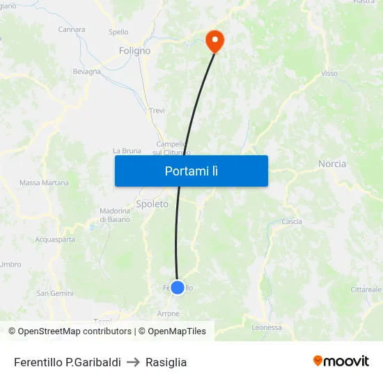 Ferentillo P.Garibaldi to Rasiglia map