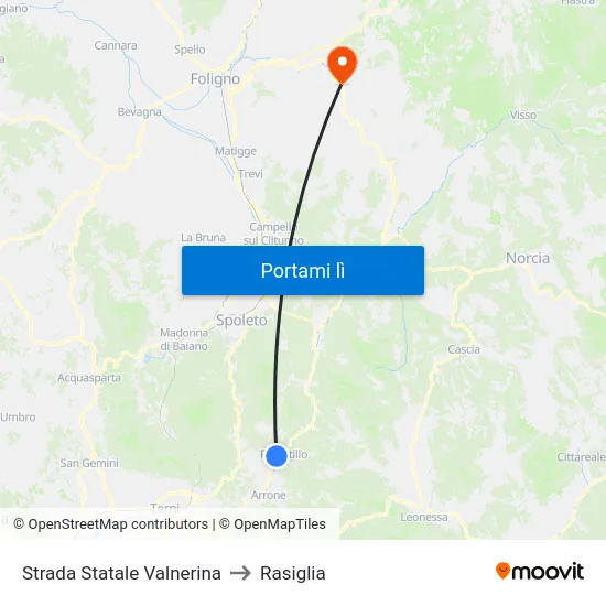 Strada Statale Valnerina to Rasiglia map