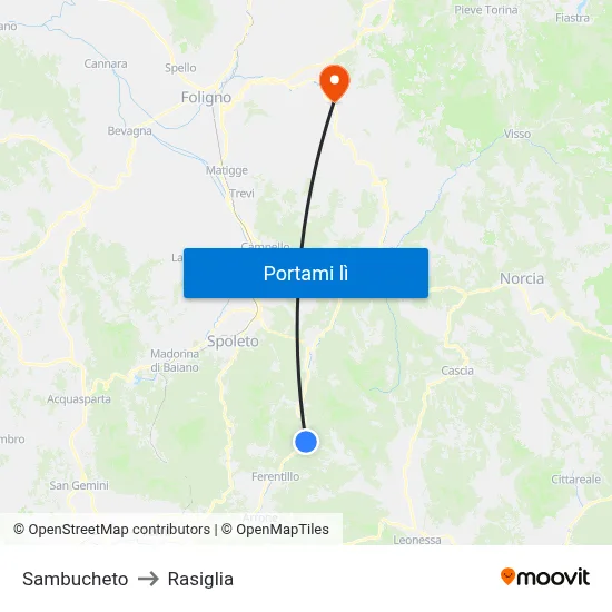 Sambucheto to Rasiglia map