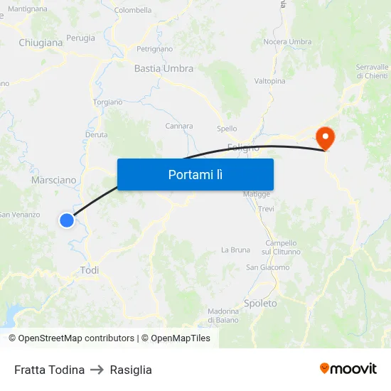 Fratta Todina to Rasiglia map