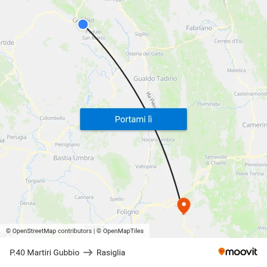 P.40 Martiri Gubbio to Rasiglia map