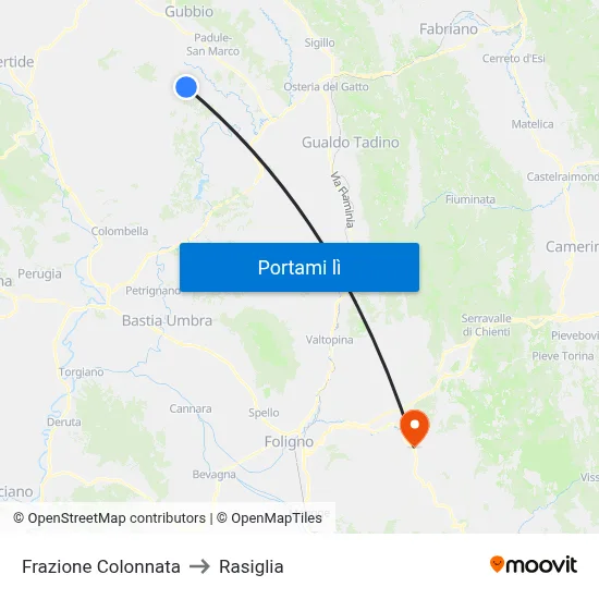 Frazione Colonnata to Rasiglia map