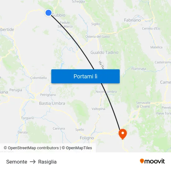 Semonte to Rasiglia map