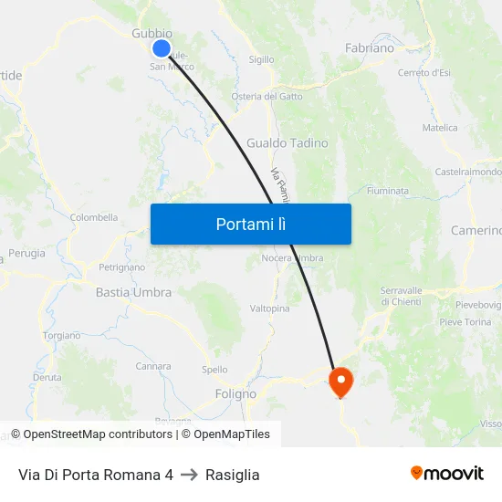Via Di Porta Romana 4 to Rasiglia map