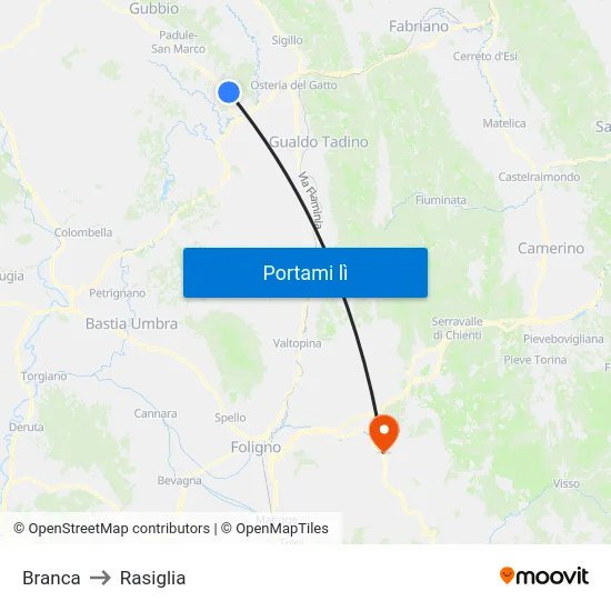 Branca to Rasiglia map