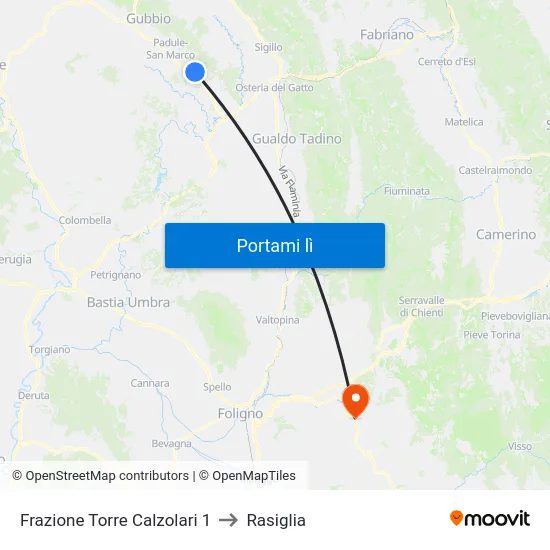 Frazione Torre Calzolari 1 to Rasiglia map