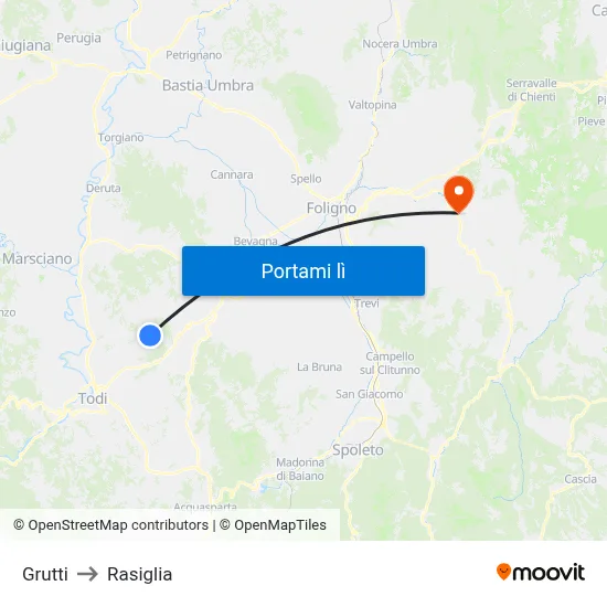 Grutti to Rasiglia map