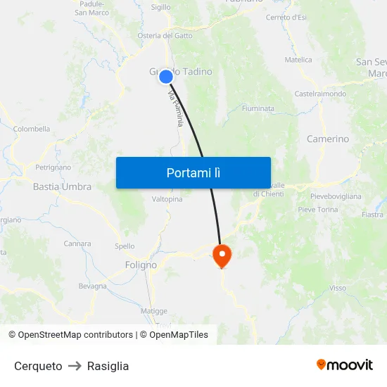 Cerqueto to Rasiglia map