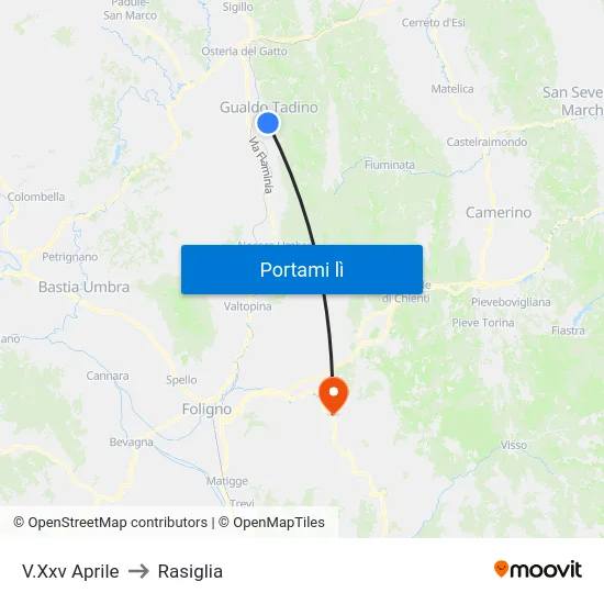 V.Xxv Aprile to Rasiglia map