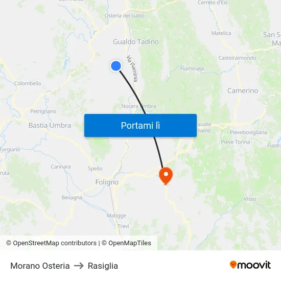 Morano Osteria to Rasiglia map
