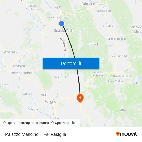 Palazzo Mancinelli to Rasiglia map