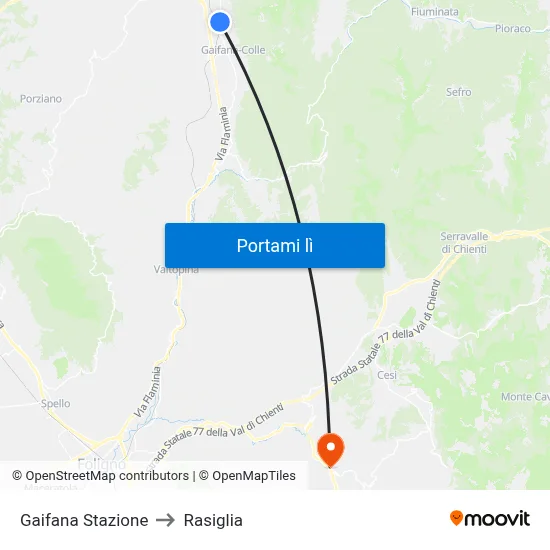 Gaifana Stazione to Rasiglia map