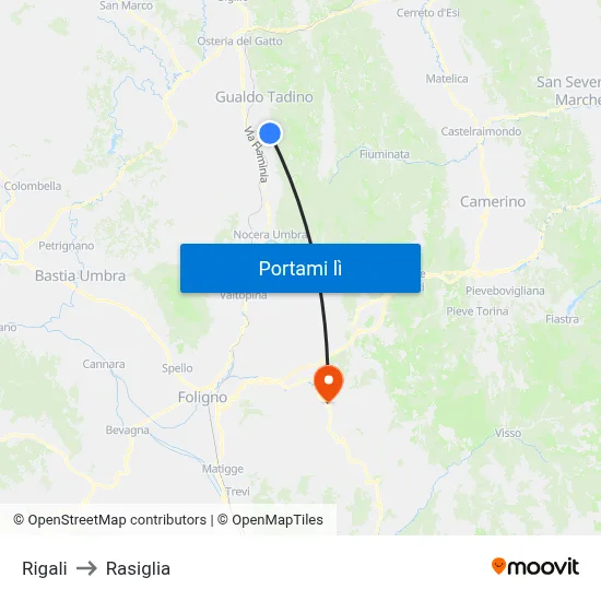 Rigali to Rasiglia map