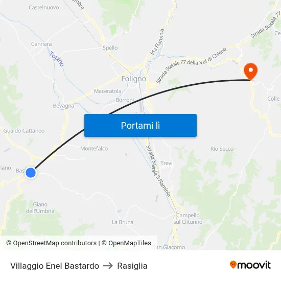 Villaggio Enel Bastardo to Rasiglia map
