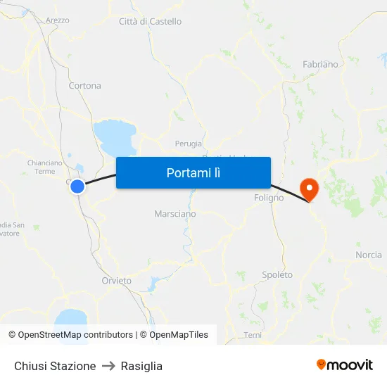 Chiusi Stazione to Rasiglia map
