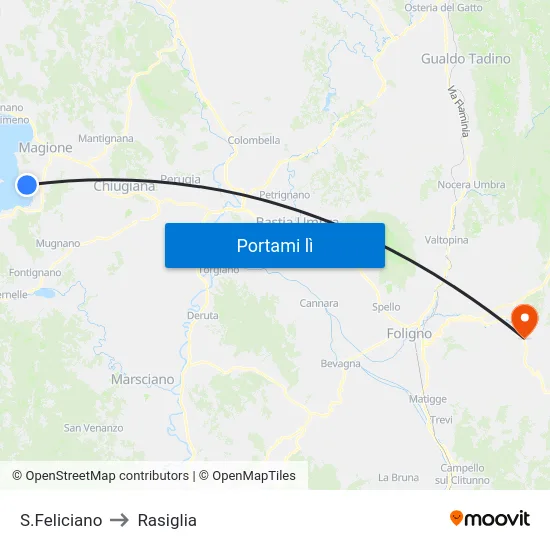 S.Feliciano to Rasiglia map
