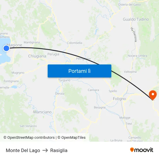 Monte Del Lago to Rasiglia map