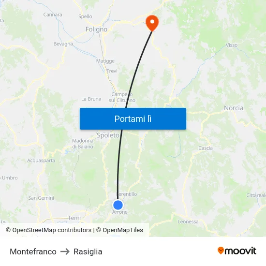 Montefranco to Rasiglia map