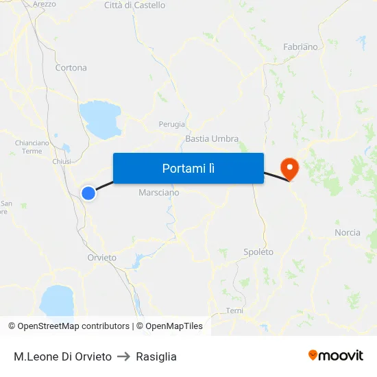 M.Leone Di Orvieto to Rasiglia map
